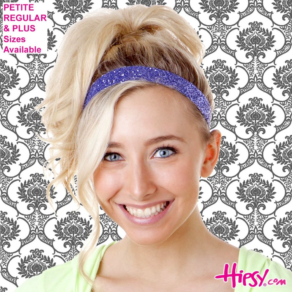 Hipsy Purple Adjustable & No Slip Wide Bling Glitter Hair Headband